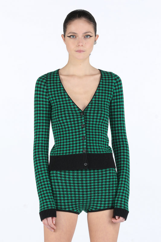280.00 Cardigan Green Check N°21 Salvatore Schito